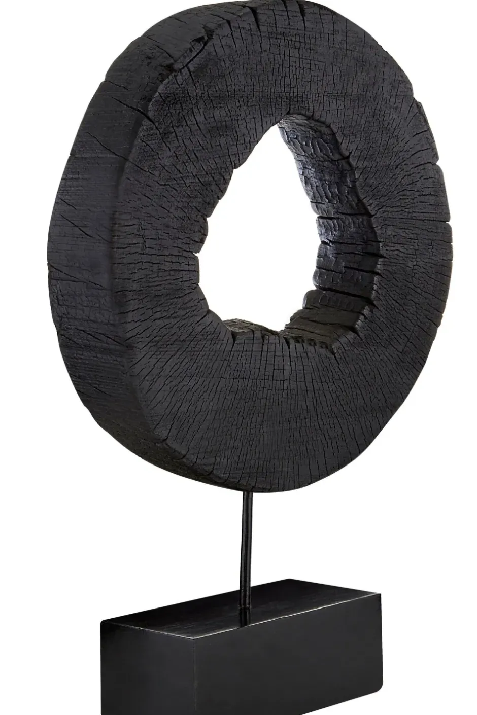 Statues & Sculptures Table Top|Abstract^Carbon Halo 53cm Black Wood Indoor Sculpture