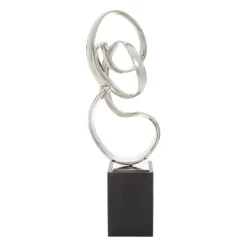 Statues & Sculptures Table Top|Abstract^Celestial Loop 46cm Silver Metal Indoor Sculpture