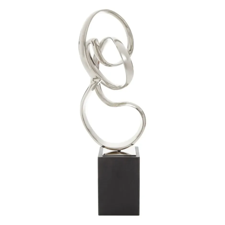 Statues & Sculptures Table Top|Abstract^Celestial Loop 46cm Silver Metal Indoor Sculpture