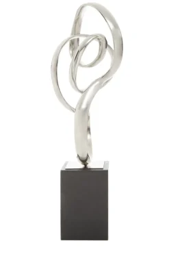 Statues & Sculptures Table Top|Abstract^Celestial Loop 46cm Silver Metal Indoor Sculpture
