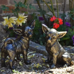 Statues & Sculptures Dogs^Chihuahua Dogs Bronze Metal Garden Ornaments
