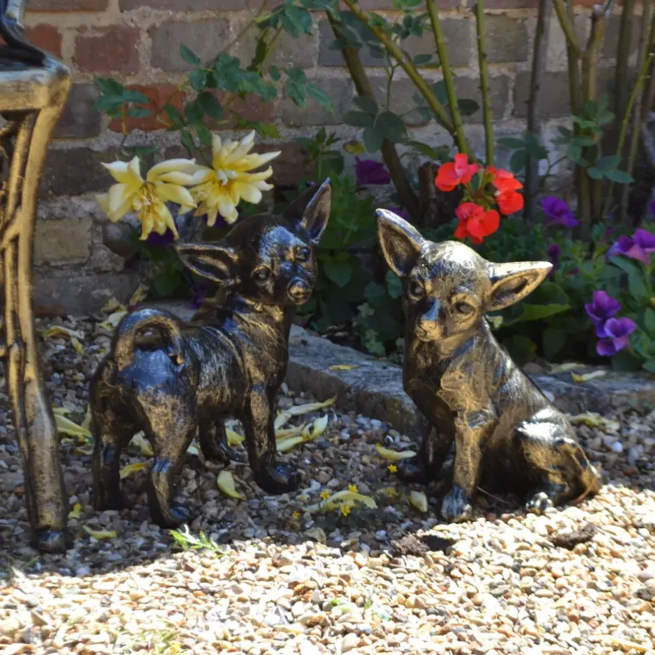 Statues & Sculptures Dogs^Chihuahua Dogs Bronze Metal Garden Ornaments
