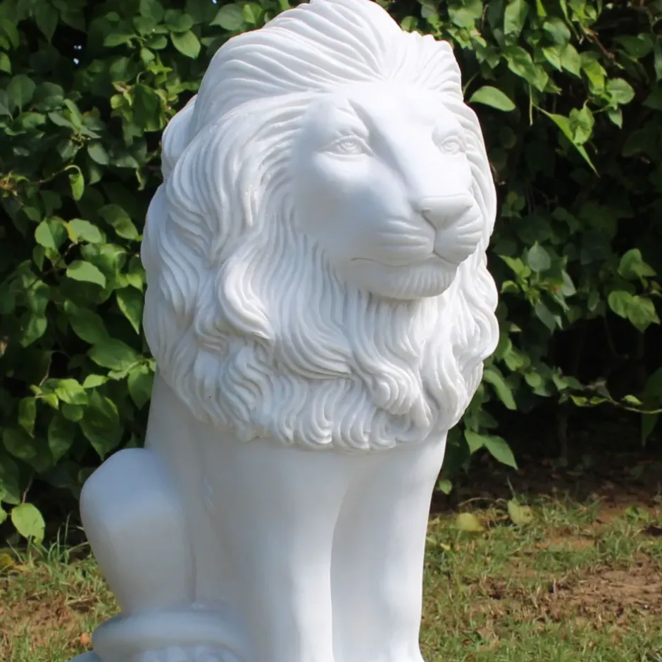 Statues & Sculptures Wildlife|Lions^Classic Lion 71cm Marble Resin Garden Statue