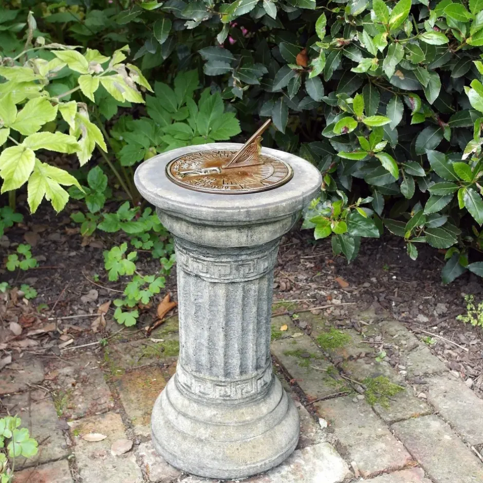 Statues & Sculptures Garden Sundials^Classical Aged Brass Stone Garden Sundial