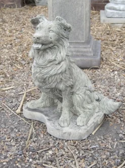 Statues & Sculptures Dogs^Collie Puppy Dog Stone Garden Ornament