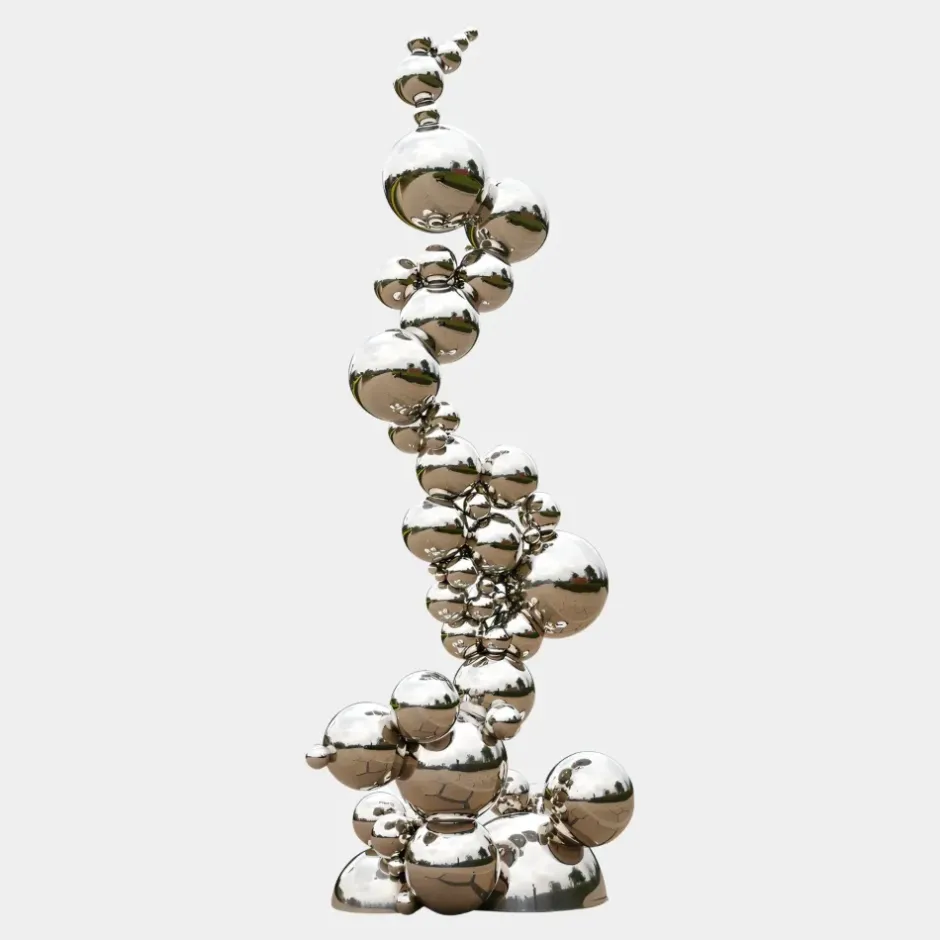 Statues & Sculptures Giant|Floor Standing^Cosmic Bubbles 226cm Silver Metal Garden Sculpture