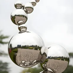 Statues & Sculptures Giant|Floor Standing^Cosmic Bubbles 226cm Silver Metal Garden Sculpture