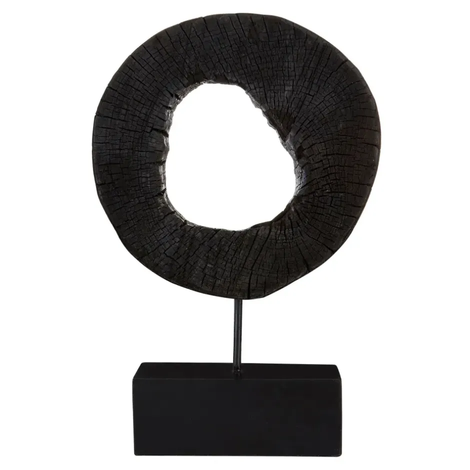 Statues & Sculptures Table Top|Abstract^Cosmic Loop 43cm Black Wood Indoor Sculpture