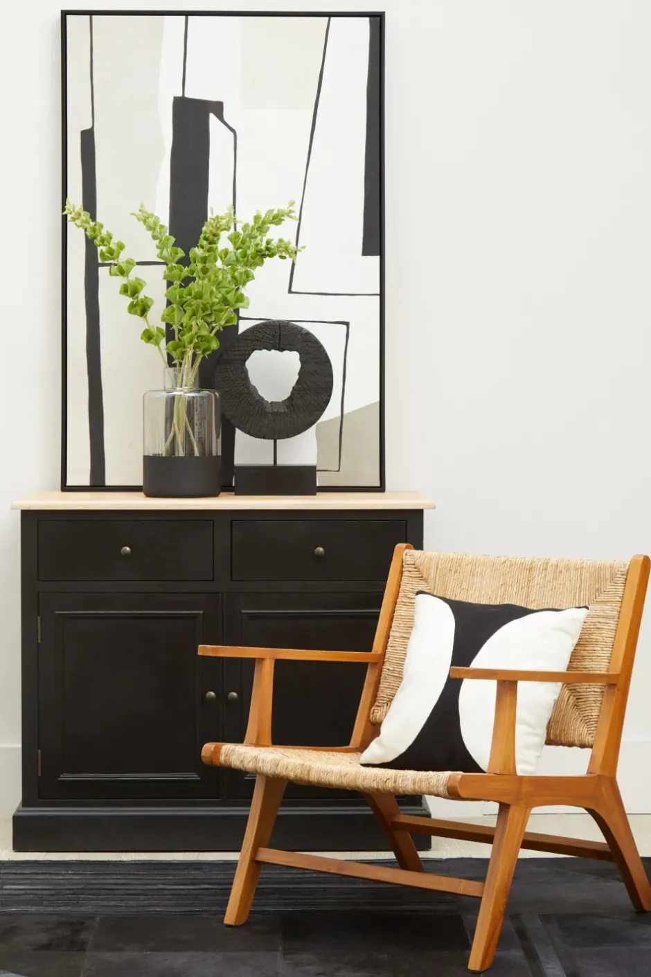 Statues & Sculptures Table Top|Abstract^Cosmic Loop 43cm Black Wood Indoor Sculpture