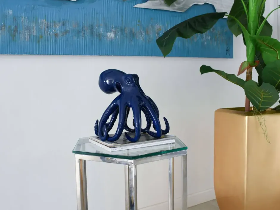 Statues & Sculptures Table Top|Animals^Cosmic Octopus 31cm Blue Resin Indoor Sculpture