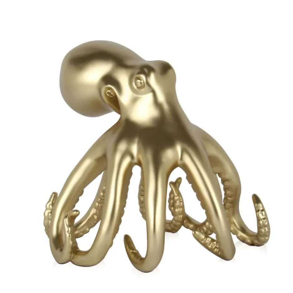 Statues & Sculptures Table Top|Animals^Cosmic Octopus 31cm Gold Resin Indoor Sculpture