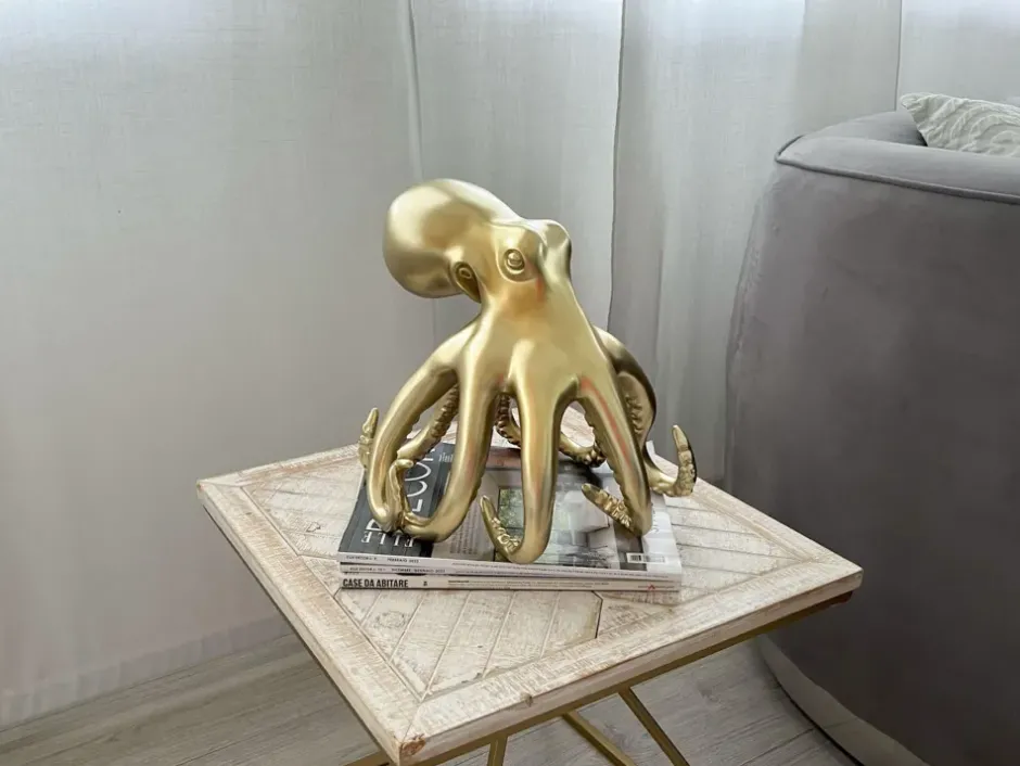 Statues & Sculptures Table Top|Animals^Cosmic Octopus 31cm Gold Resin Indoor Sculpture