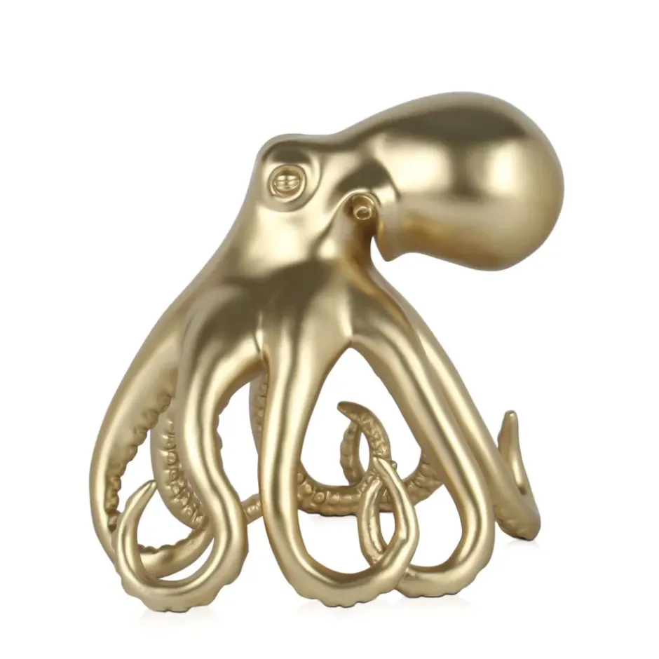 Statues & Sculptures Table Top|Animals^Cosmic Octopus 31cm Gold Resin Indoor Sculpture