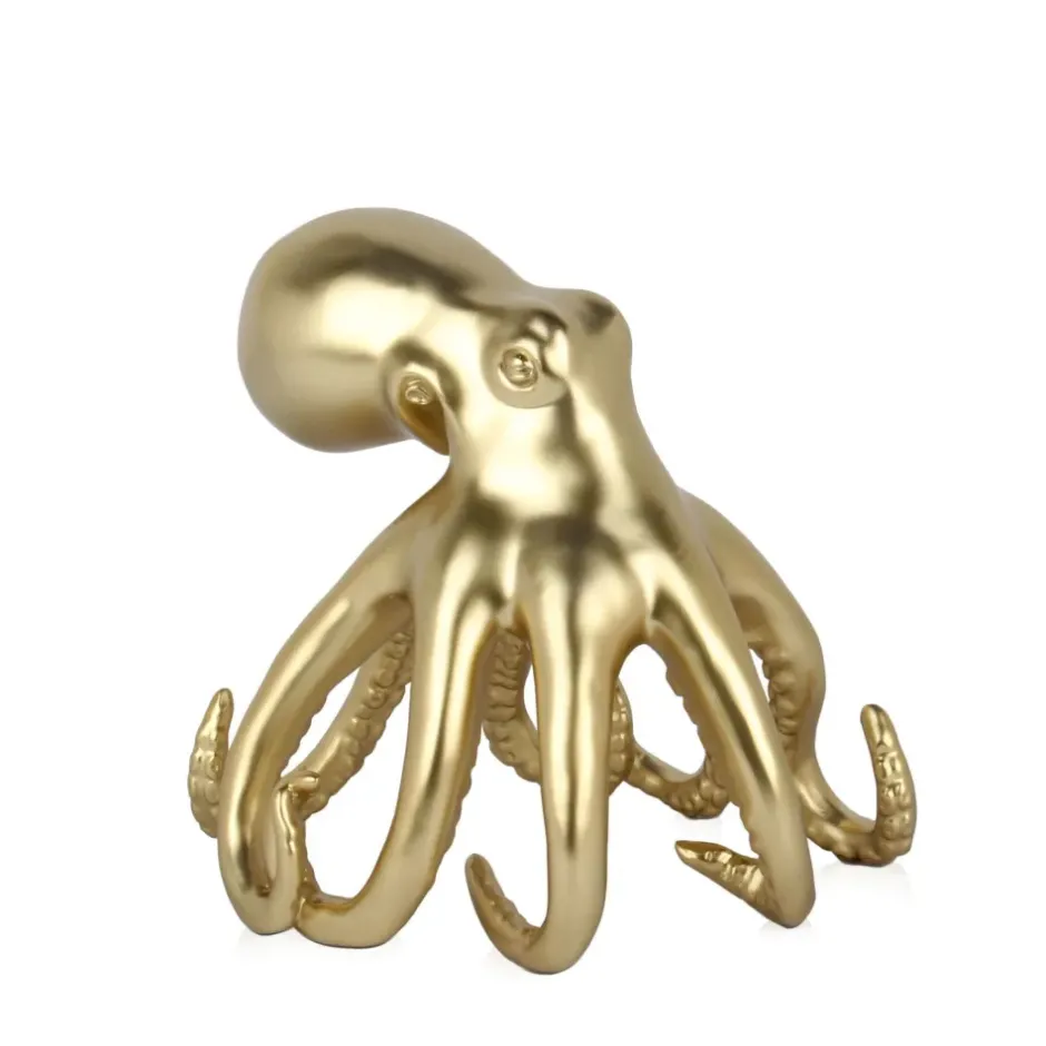 Statues & Sculptures Table Top|Animals^Cosmic Octopus 22cm Gold Resin Indoor Sculpture