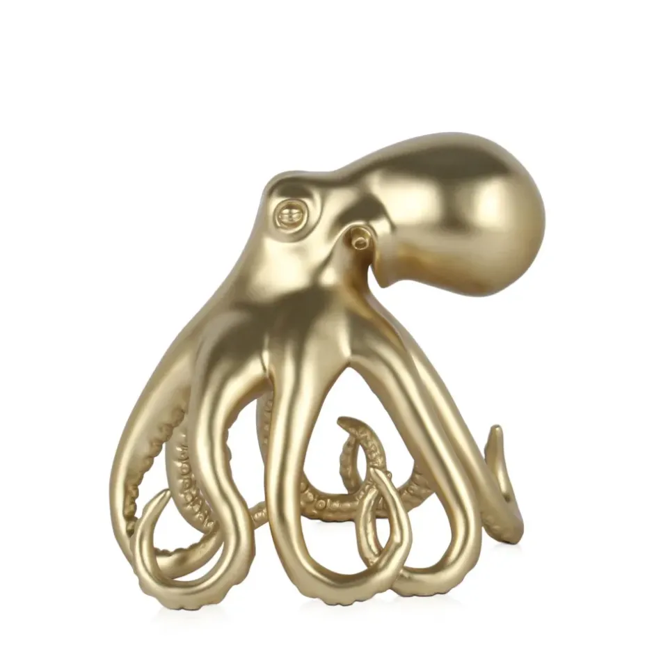 Statues & Sculptures Table Top|Animals^Cosmic Octopus 22cm Gold Resin Indoor Sculpture