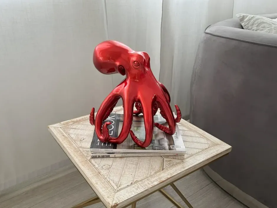 Statues & Sculptures Table Top|Animals^Cosmic Octopus 31cm Red Resin Indoor Sculpture
