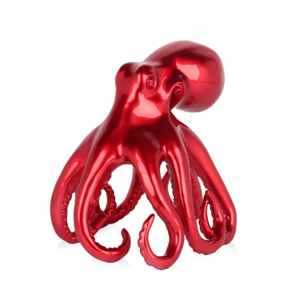 Statues & Sculptures Table Top|Animals^Cosmic Octopus 31cm Red Resin Indoor Sculpture