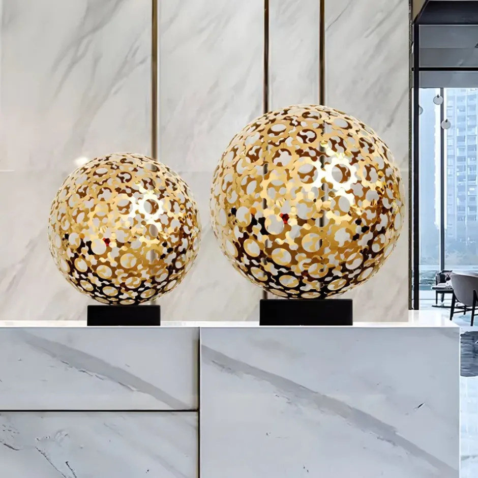 Statues & Sculptures Table Top|Abstract^Cosmic Sphere 44cm Gold Metal Indoor Sculpture