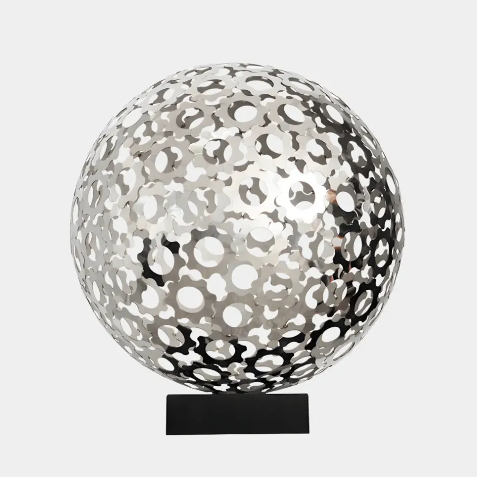 Statues & Sculptures Table Top|Abstract^Cosmic Sphere 48cm Silver Metal Indoor Sculpture