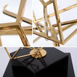 Statues & Sculptures Table Top|Abstract^Cube Fusion 85cm Gold Metal Indoor Sculpture