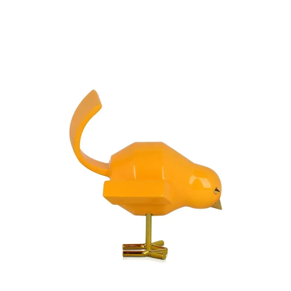 Statues & Sculptures Table Top|Animals^Cubic Bird 14cm Caio Yellow Resin Indoor Sculpture