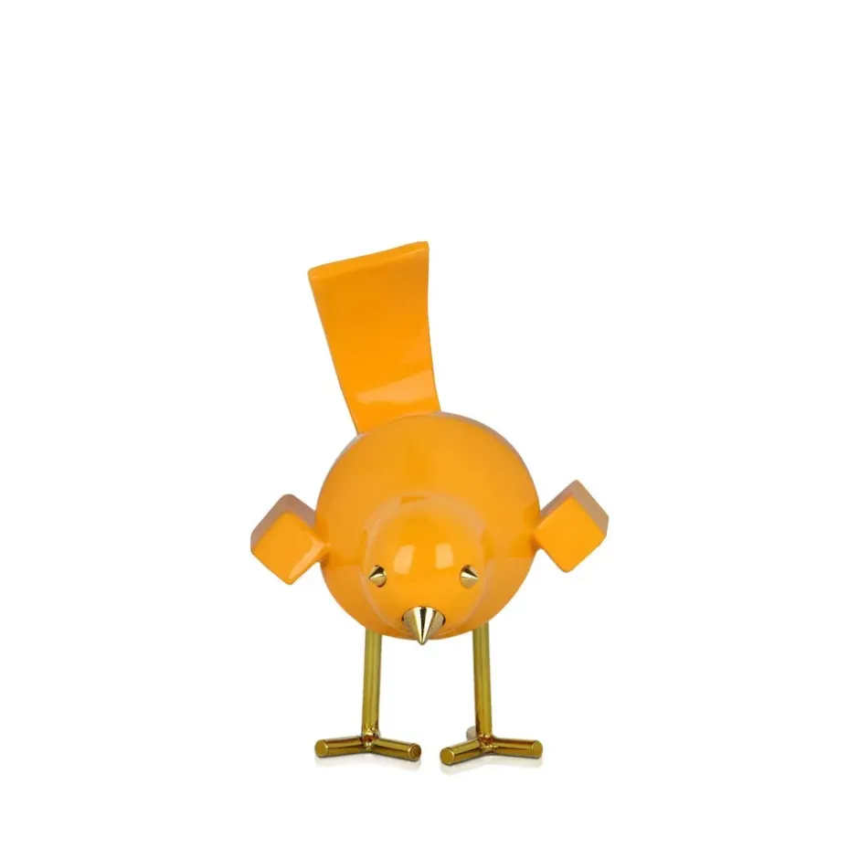 Statues & Sculptures Table Top|Animals^Cubic Bird 14cm Caio Yellow Resin Indoor Sculpture