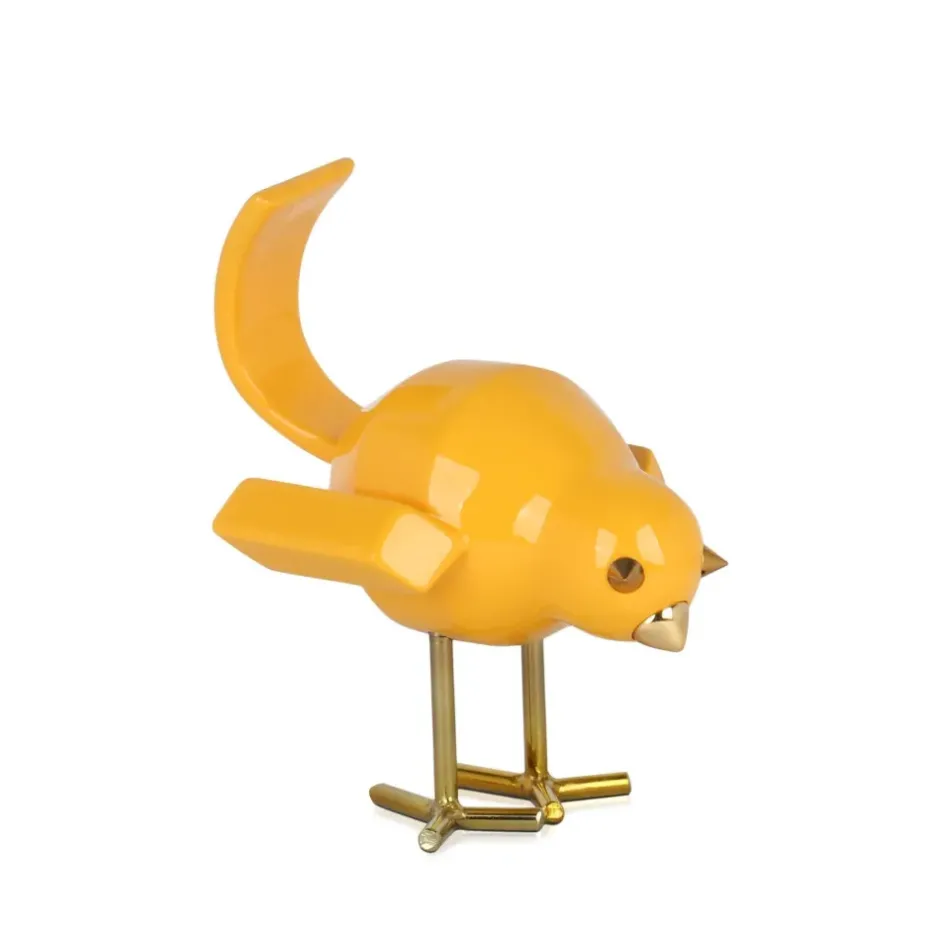 Statues & Sculptures Table Top|Animals^Cubic Bird 22cm Caio Yellow Resin Indoor Sculpture