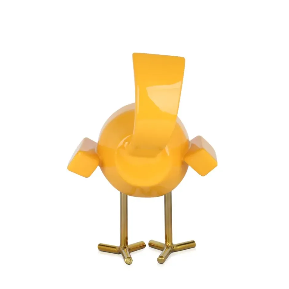 Statues & Sculptures Table Top|Animals^Cubic Bird 22cm Caio Yellow Resin Indoor Sculpture
