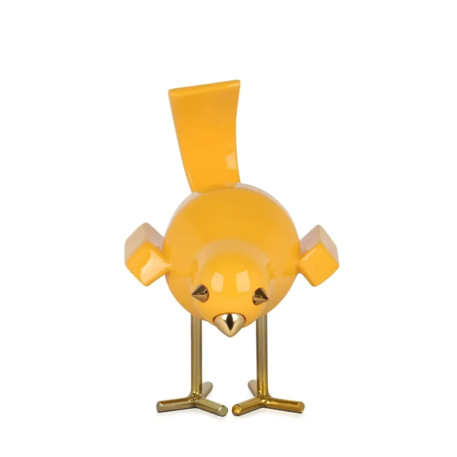 Statues & Sculptures Table Top|Animals^Cubic Bird 22cm Caio Yellow Resin Indoor Sculpture