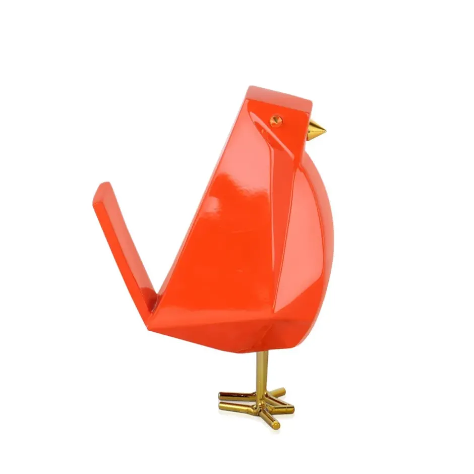 Statues & Sculptures Animals|Contemporary^Cubic Bird 18cm Orange Resin Indoor Sculpture