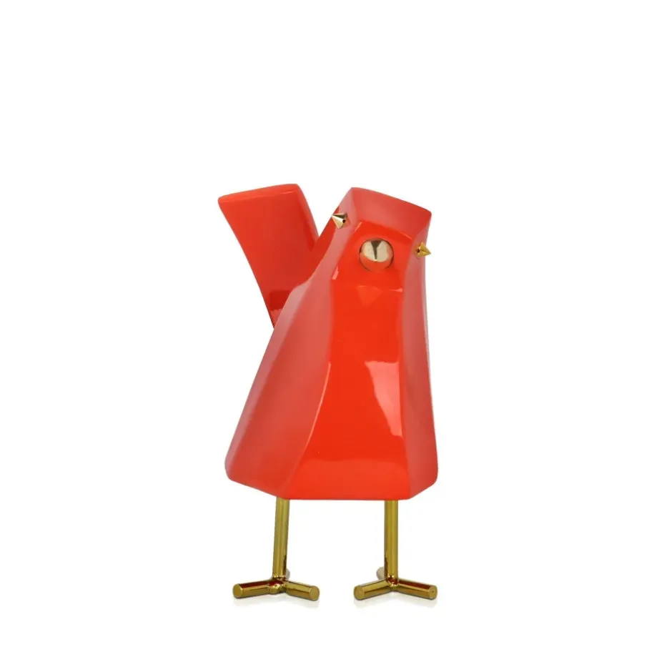 Statues & Sculptures Table Top|Animals^Cubic Bird 14cm Orange Resin Indoor Sculpture