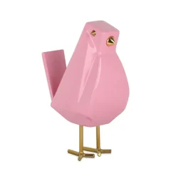 Statues & Sculptures Table Top|Animals^Cubic Bird 30cm Pink Resin Indoor Sculpture