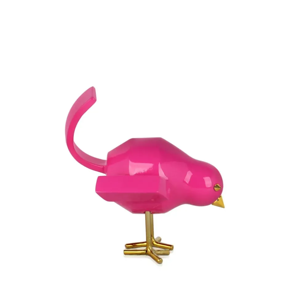 Statues & Sculptures Table Top|Animals^Cubic Bird 14cm Rosa Pink Resin Indoor Sculpture