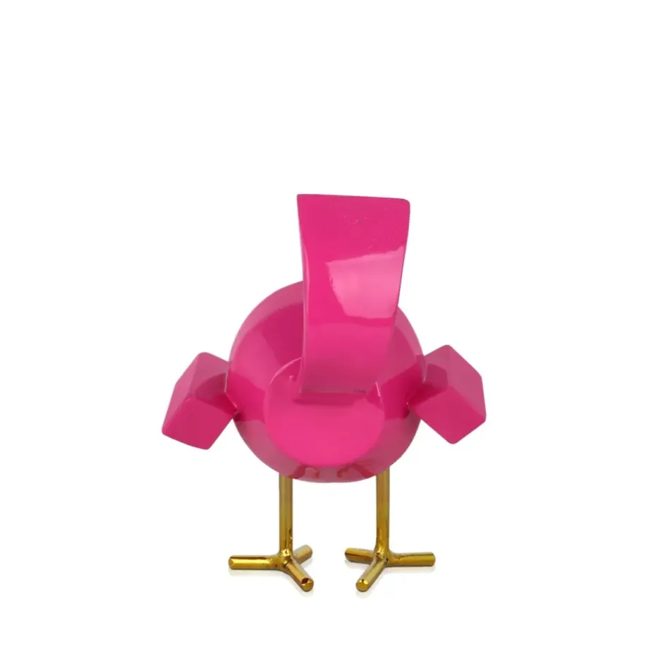 Statues & Sculptures Table Top|Animals^Cubic Bird 14cm Rosa Pink Resin Indoor Sculpture