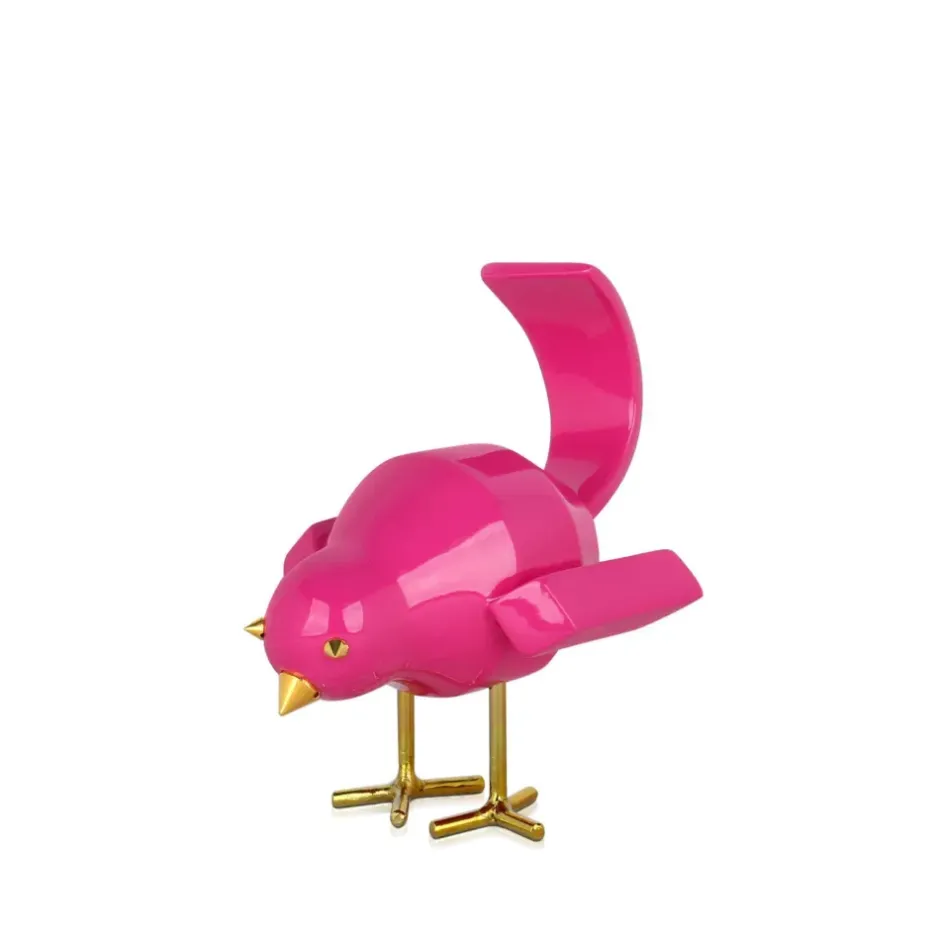 Statues & Sculptures Table Top|Animals^Cubic Bird 14cm Rosa Pink Resin Indoor Sculpture