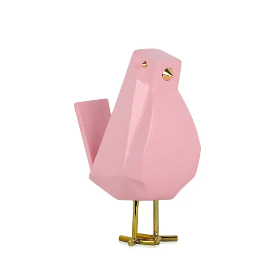 Statues & Sculptures Animals|Contemporary^Cubic Bird 18cm Rosa Pink Resin Indoor Sculpture