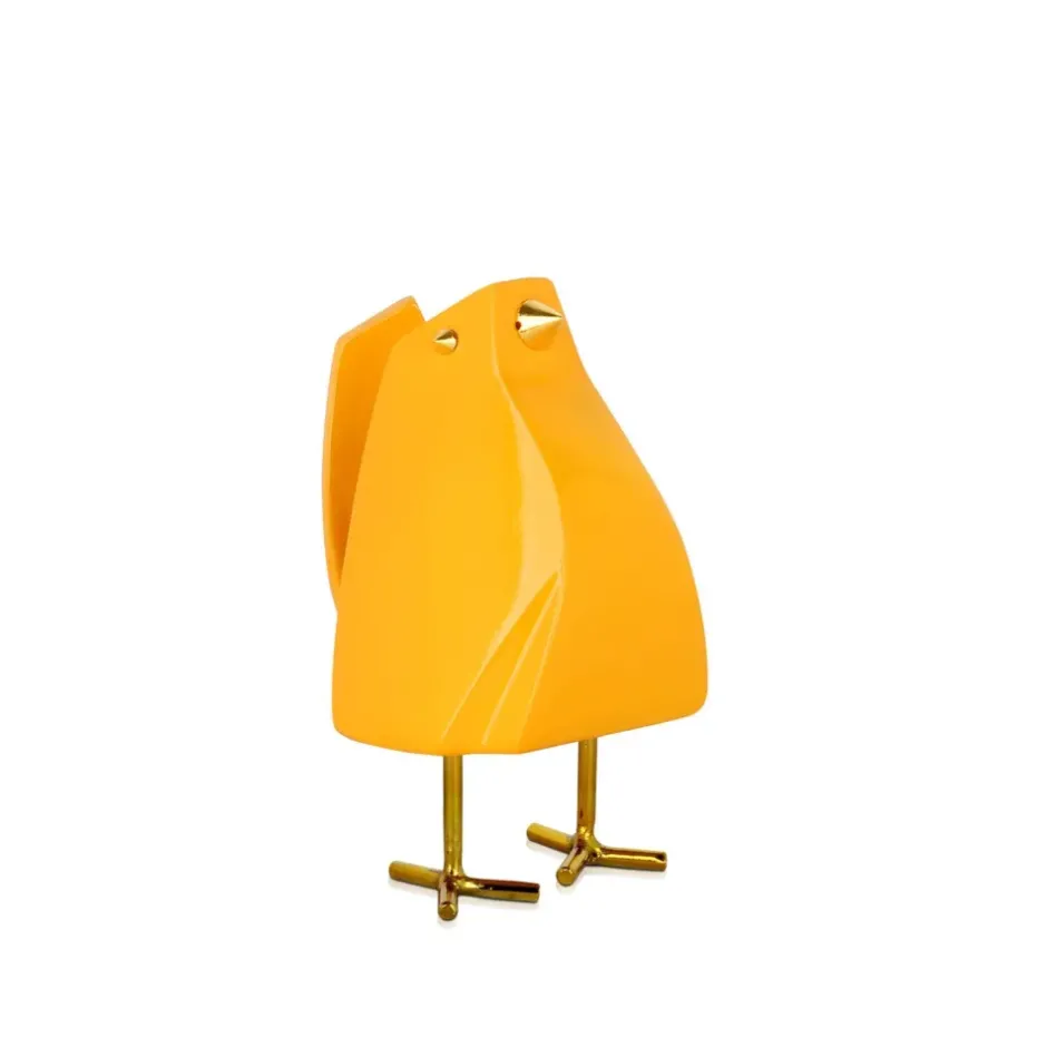 Statues & Sculptures Table Top|Animals^Cubic Bird 14cm Yellow Resin Indoor Sculpture