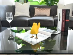 Statues & Sculptures Table Top|Animals^Cubic Bird 14cm Yellow Resin Indoor Sculpture