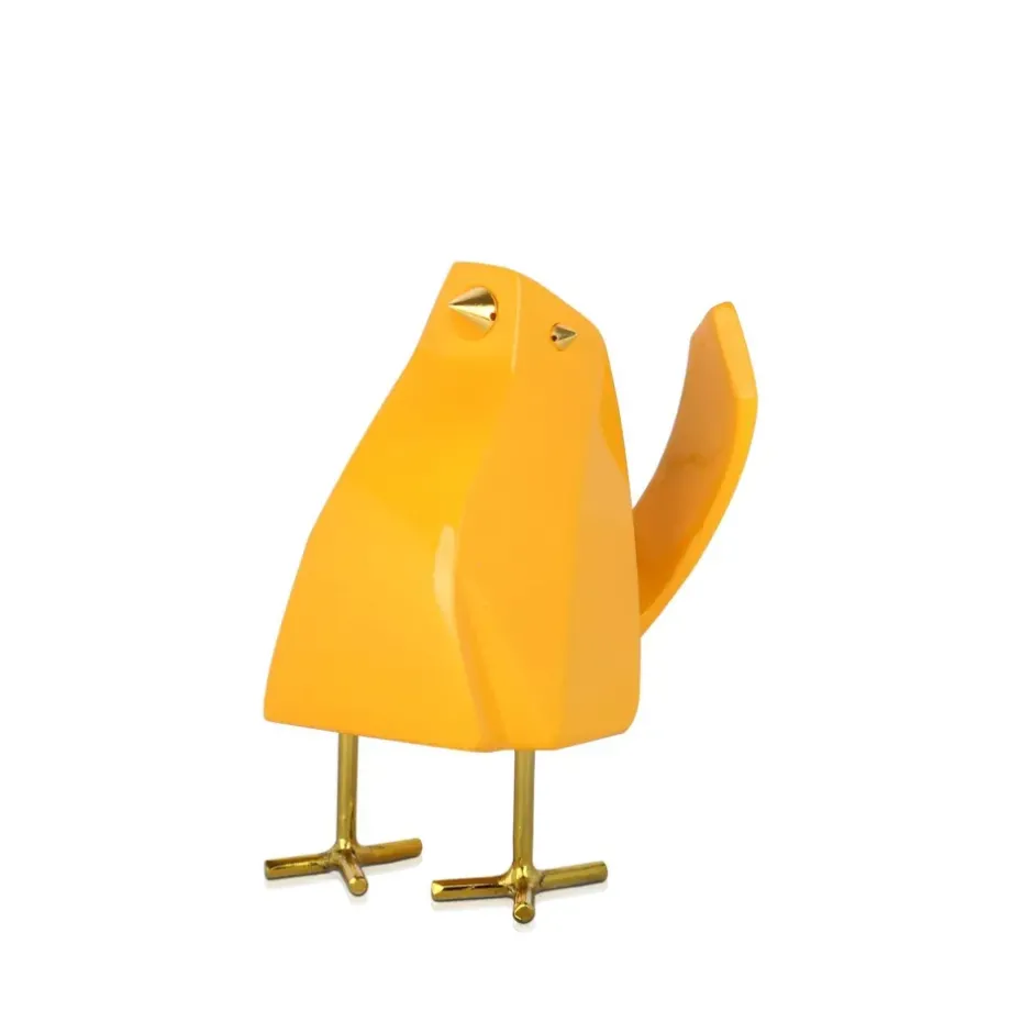 Statues & Sculptures Table Top|Animals^Cubic Bird 14cm Yellow Resin Indoor Sculpture