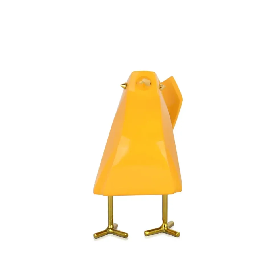 Statues & Sculptures Table Top|Animals^Cubic Bird 14cm Yellow Resin Indoor Sculpture