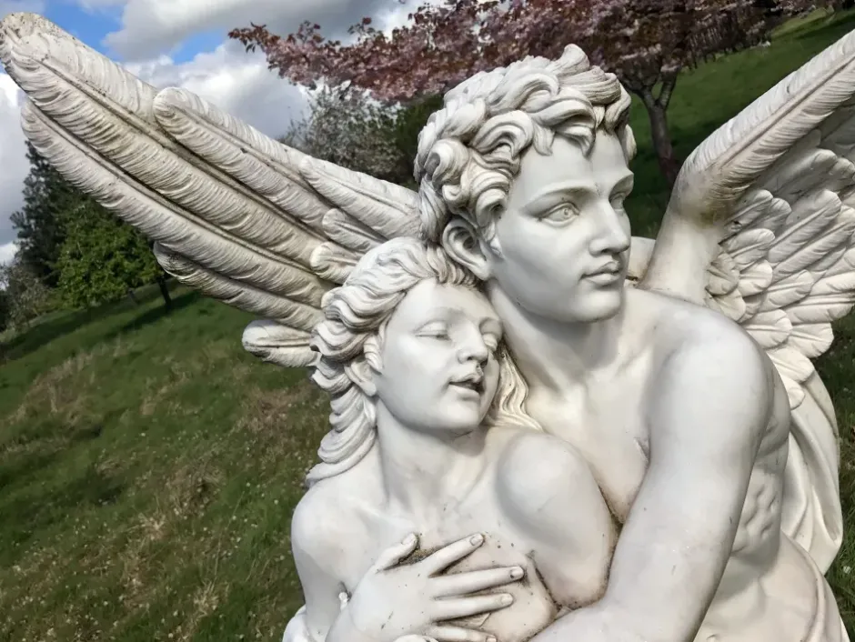 Statues & Sculptures Angel|Roman^Cupid & Psyche 197cm Marble Garden Statue