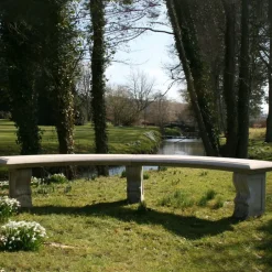 Statues & Sculptures Stone Benches^Curved Ivy Double Stone Garden Bench
