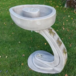 Statues & Sculptures Bird Baths^Curved Japanese Design Stone Garden Bird Bath
