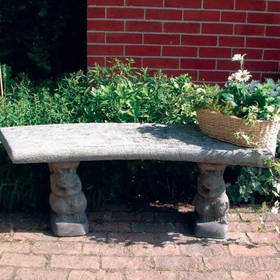 Statues & Sculptures Stone Benches^Curved Plain Top Stone Garden Bench