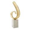 Statues & Sculptures Table Top|Abstract^Curved Reflection 50cm Gold Metal Indoor Sculpture