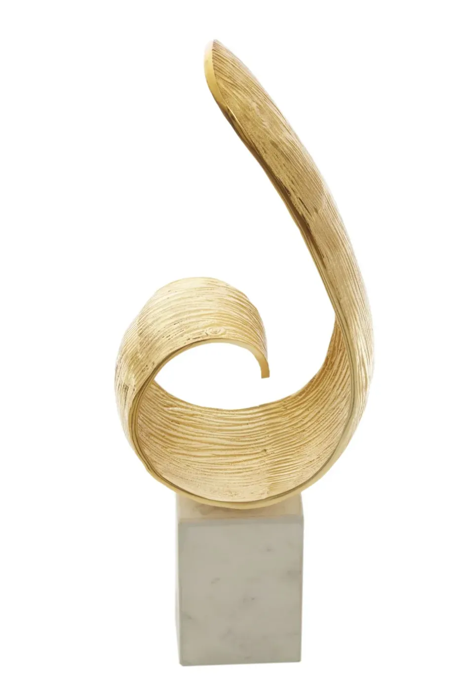Statues & Sculptures Table Top|Abstract^Curved Reflection 50cm Gold Metal Indoor Sculpture