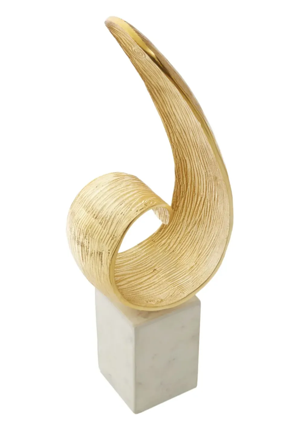 Statues & Sculptures Table Top|Abstract^Curved Reflection 50cm Gold Metal Indoor Sculpture