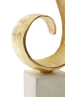 Statues & Sculptures Table Top|Abstract^Curved Reflection 50cm Gold Metal Indoor Sculpture