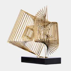 Statues & Sculptures Table Top|Abstract^Cyber Book 46cm Gold Metal Indoor Sculpture