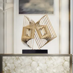 Statues & Sculptures Table Top|Abstract^Cyber Book 46cm Gold Metal Indoor Sculpture